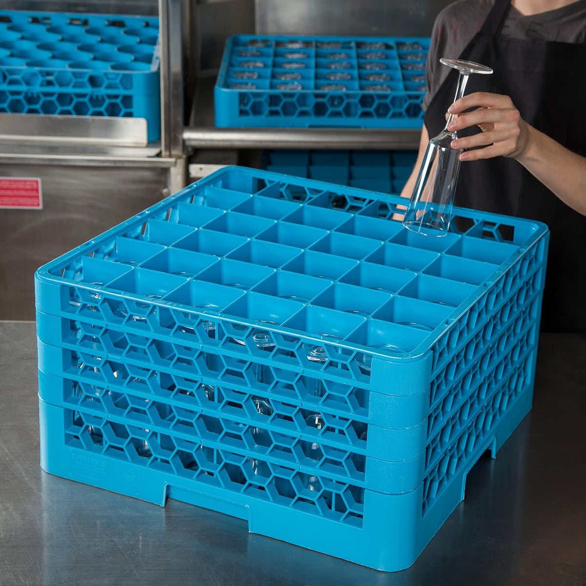 Blue 9-Compartment Glass Rack with 3 Extenders, Pack of 2 K1722