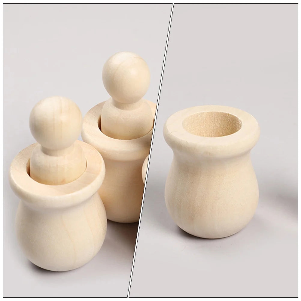 20pcs Unfinished Wood Peg Dolls with Nesting Cases S271144