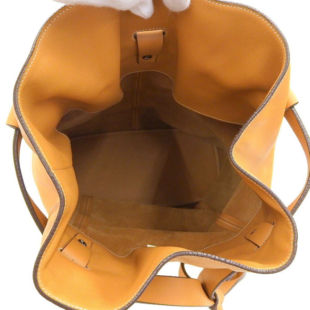 Camel Leather Drawstring Backpack H9412