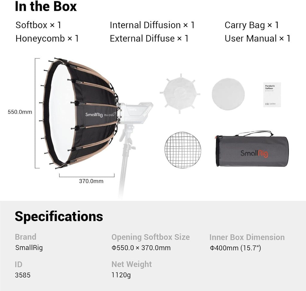 Parabolic Softbox Quick Release, 21.6 Inch, Bowens Mount Light M25404