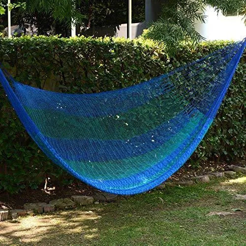 Blue Cotton Hand Woven Mayan Hammock (Double) N39949