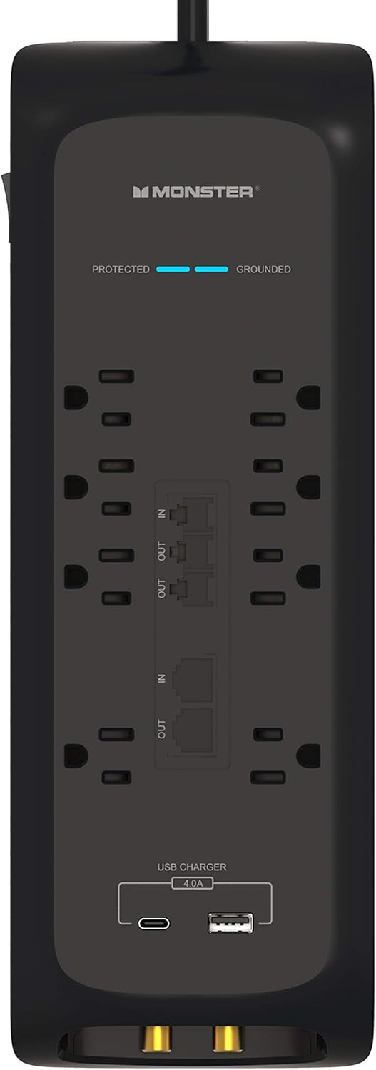 Power Strip Surge Protector with USB Ports, 8 Plug-ins and 2 USB, Pack of 2 D642081