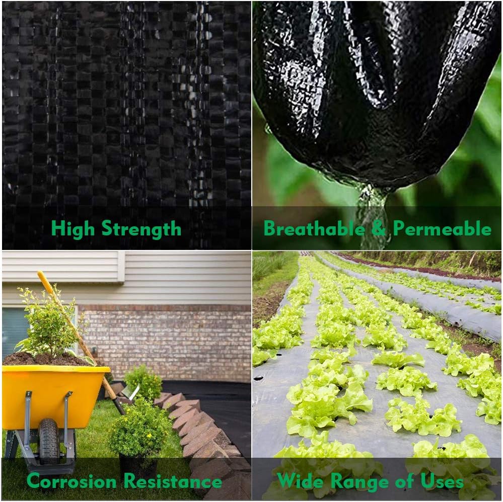 5oz Pro Weed Barrier Landscape Fabric, 3ft x 100ft, Black, Pack of 2 V20572