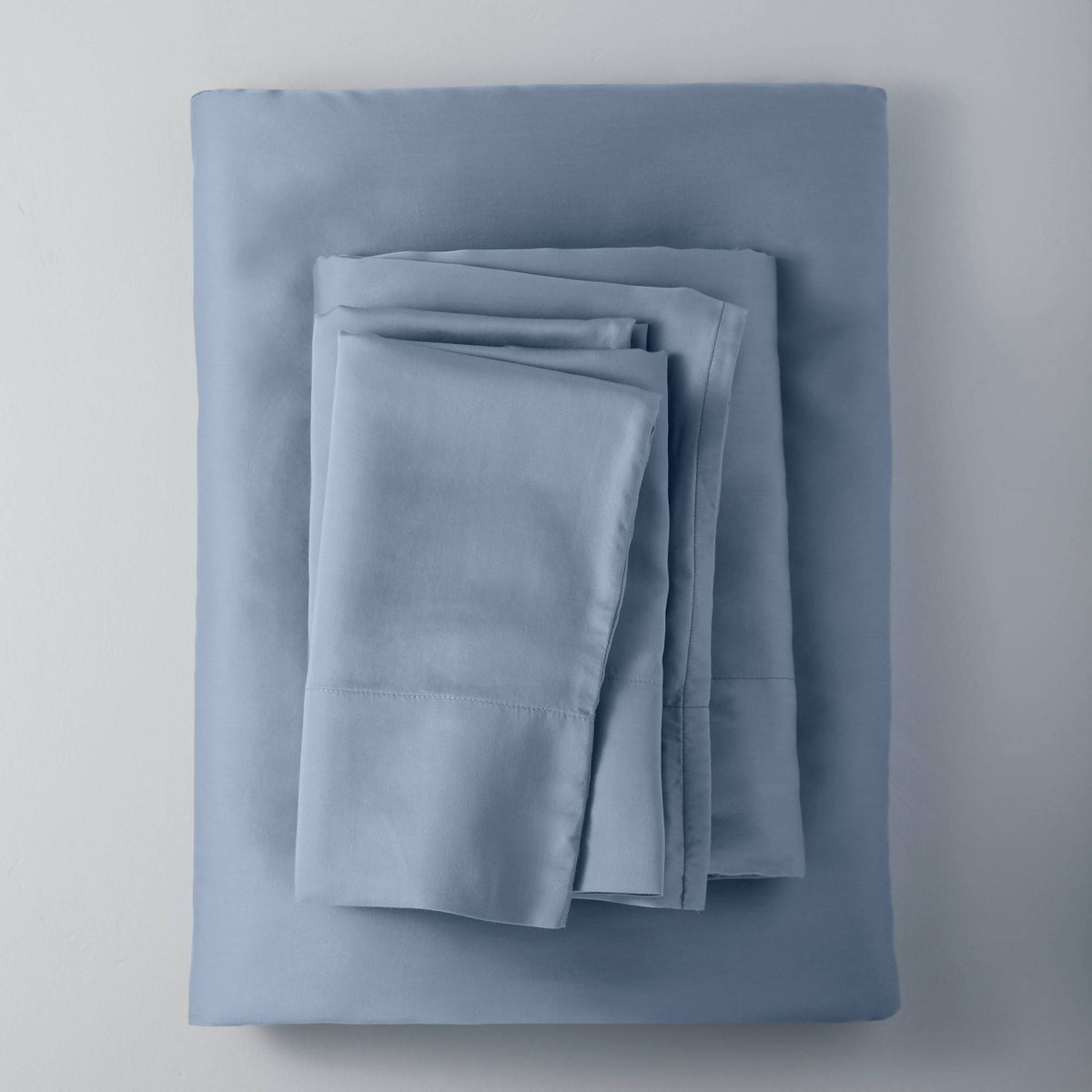 Queen 400 Thread Count Washed Lyocell Solid Sheet Set Deep Sky Blue P296394