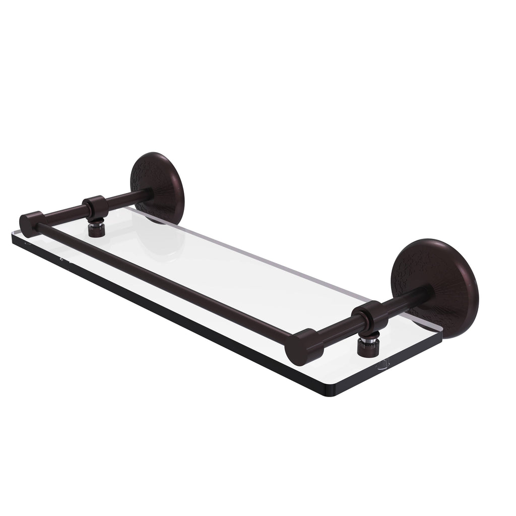 Matte Black 22 inch Tempered Glass Shelf with Gallery Rail N93915