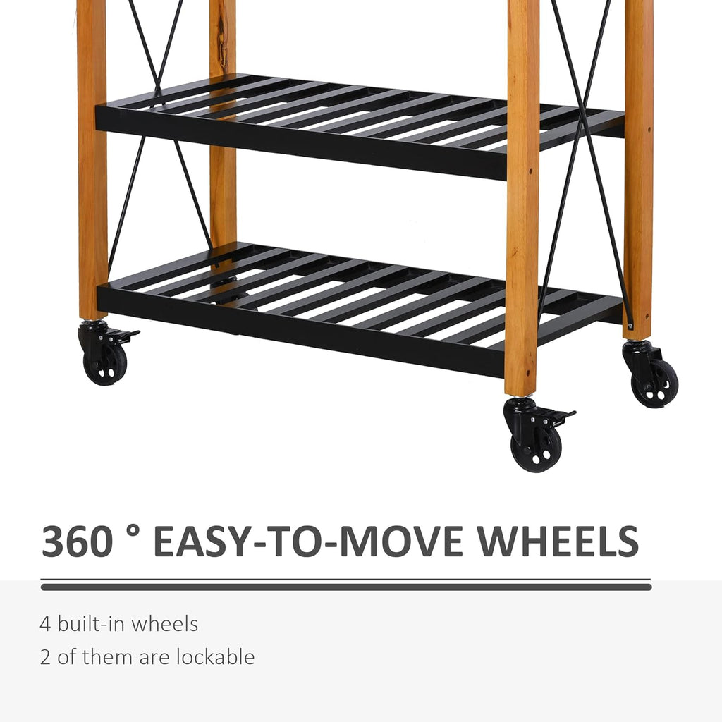 Kitchen Island Cart with 2 Drawers and Open Storage Shelves R12310