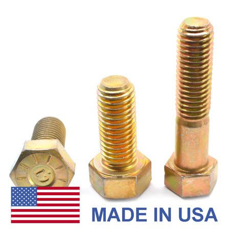 1/2-13 x 1 1/4 Coarse Thread Grade 9 Hex Cap Screw Yellow Zinc Plated Pk 50 N3649