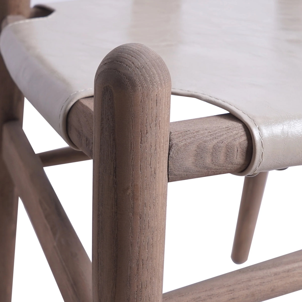Tan Faux Leather and Wood Dining Chairs, Set of 4 C803