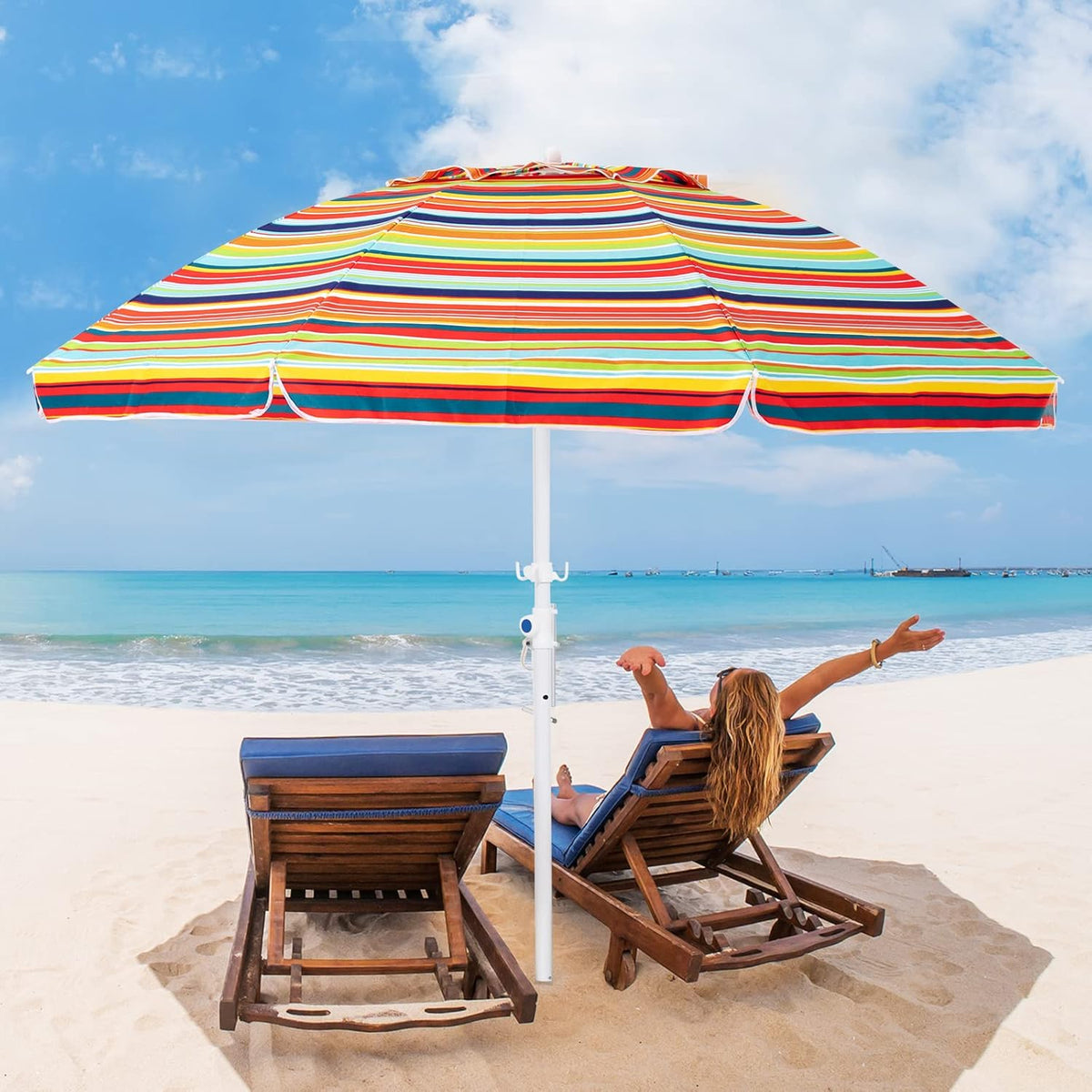 6.5FT Beach Umbrella with Carry Bag E310912