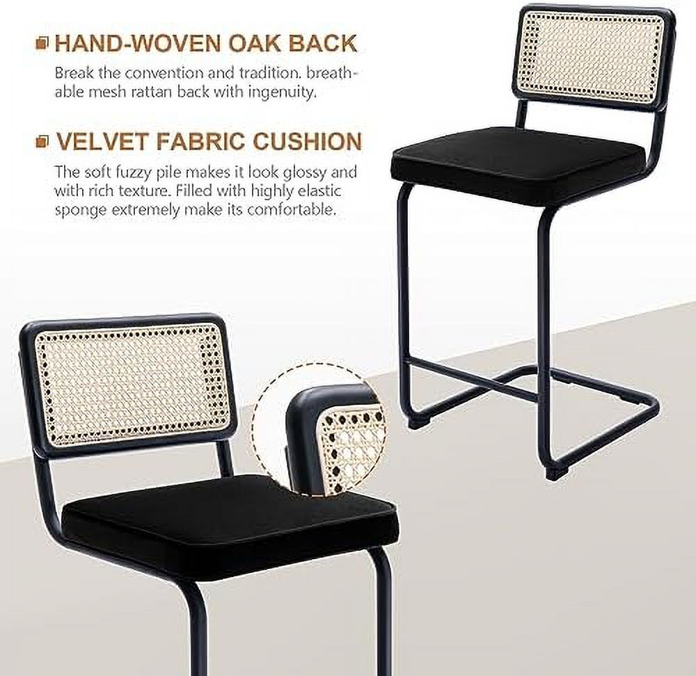 Black Velvet Counter Height Barstools Set of 2 K202