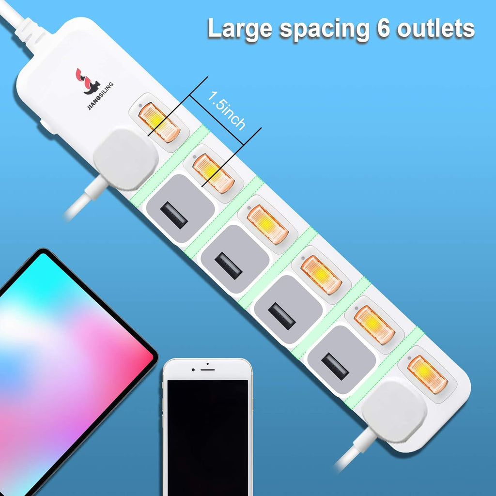 4 Outlets Surge Protector Power Strip with Individual Switch G496
