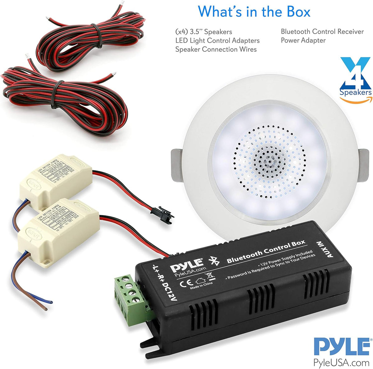 3.5” 2-Way Full Range Bluetooth Ceiling Wall Mount Speakers with LED Light Aluminum Frame Housing Z10075