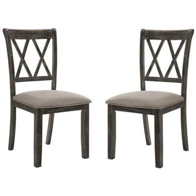 Side Chair Set-2 in Fabric and Weathered Gray O897044
