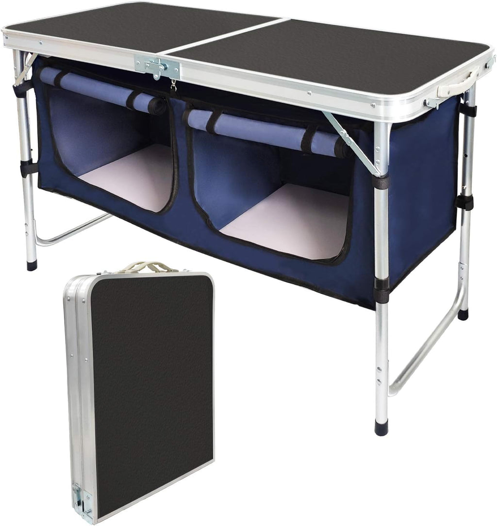 Black Folding Table with 3 Adjustable Height Legs Y8628