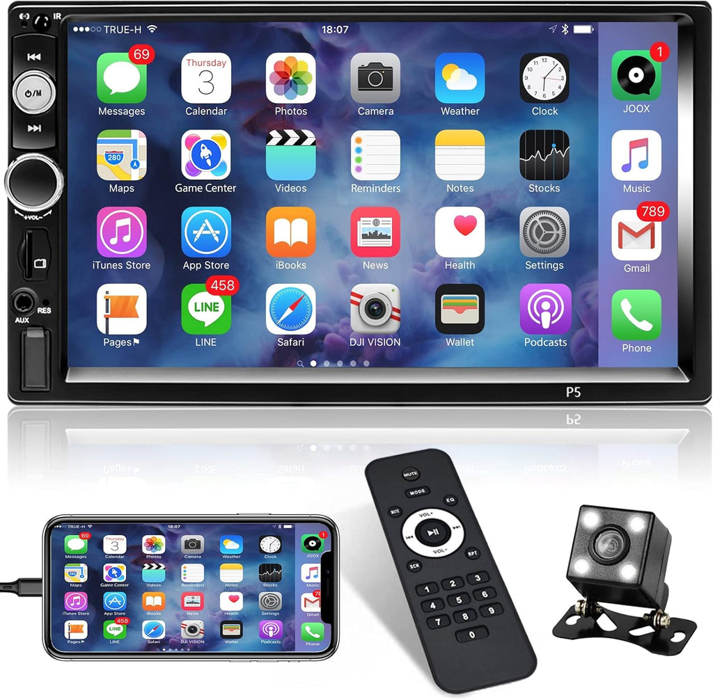 7 Inch Double Din Touch Screen Car Stereo with Backup Camera M6727