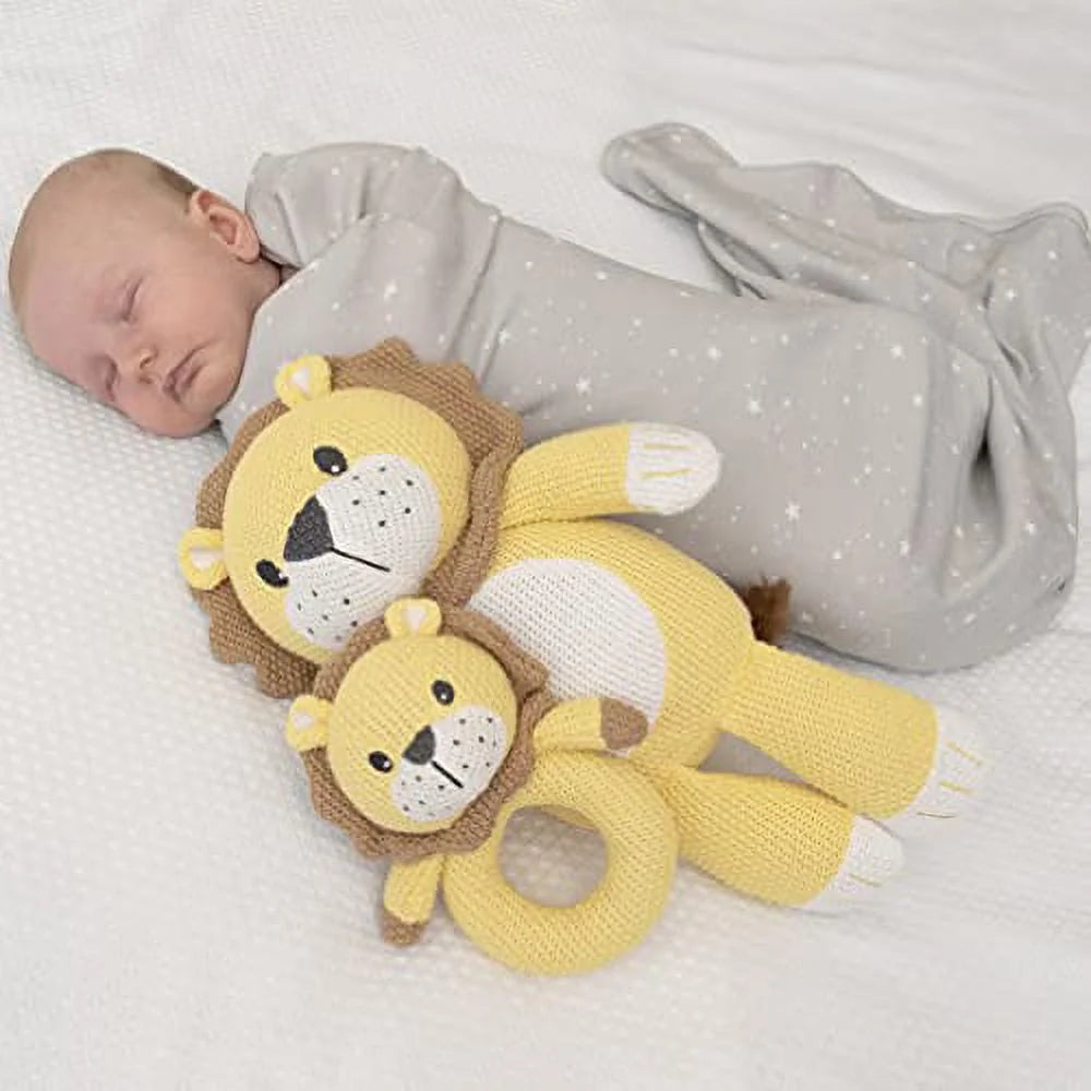 Plush Knit Leo Lion Baby Toy Stuffed Animal with Rattle U388