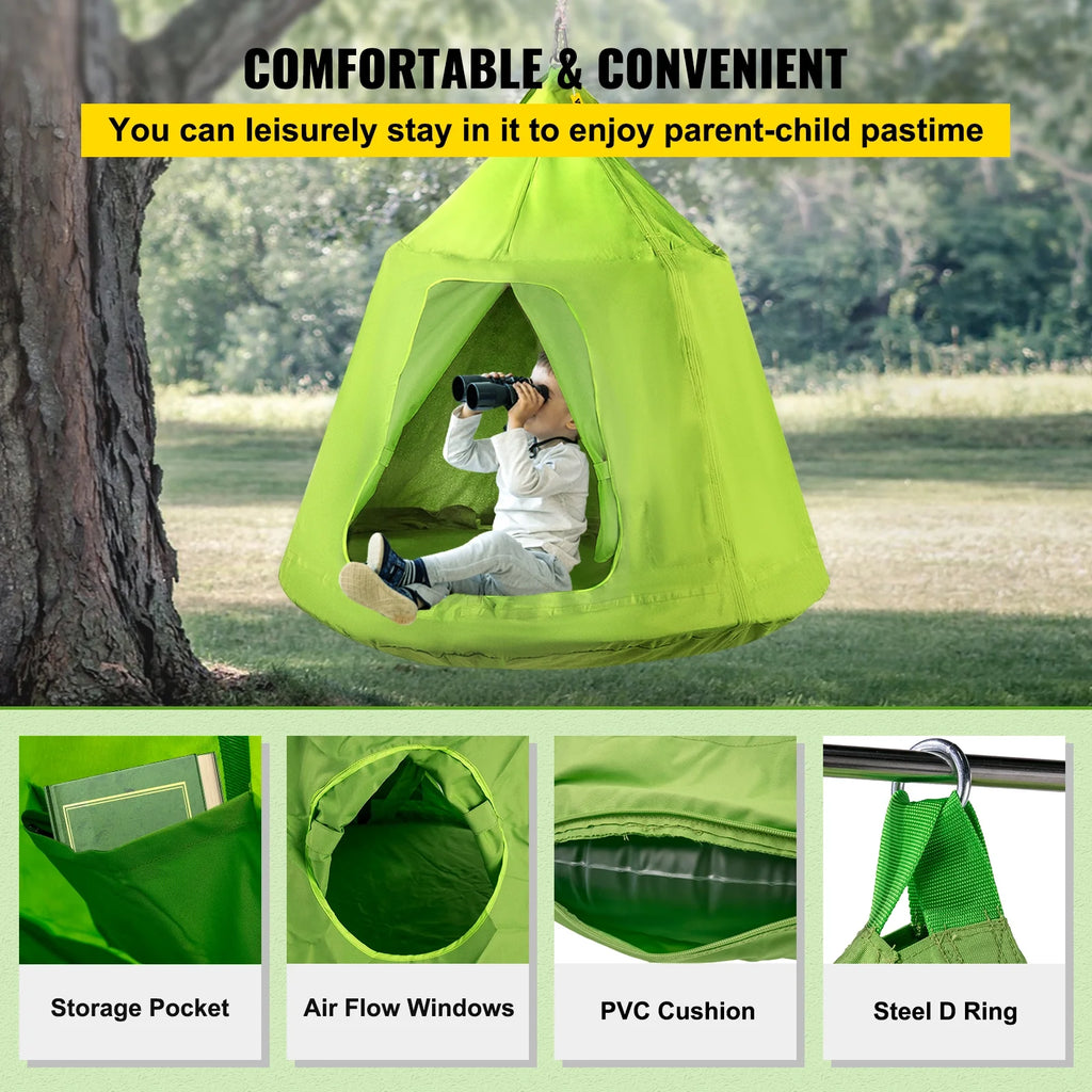 Green Hanging Tree Tent With LED String Lights U13803