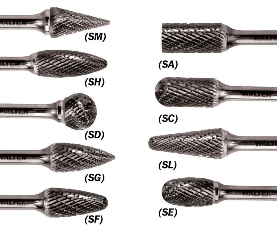 Tungsten Carbide Ball Burs, 1/4x22 Shank Diameter, 3/8x22 Diameter x 5/16x22 Length, SD-3 USCTI Type I1458