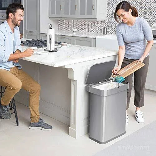 Rose Gold Stainless Steel 58-Liter Rectangular Sensor Trash Can Q716