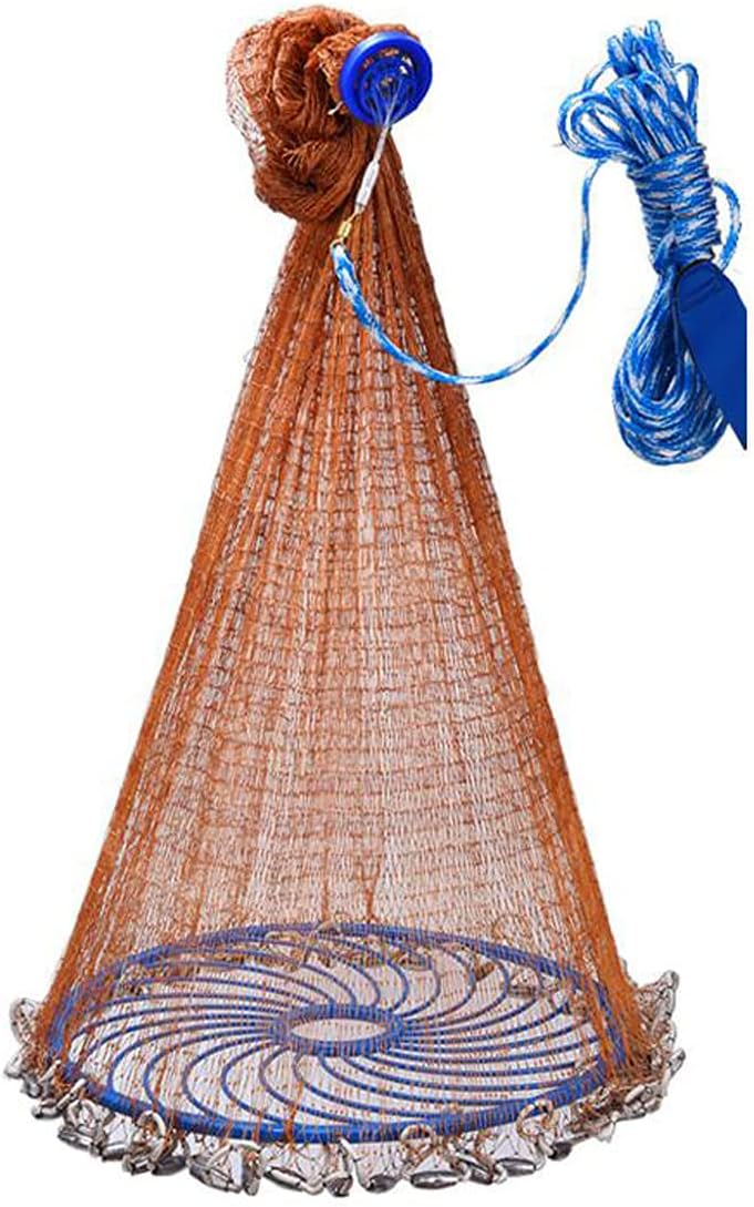 Flying Disc Cast Fishing Net with Lead Sinkers (9ft Radius) E65989