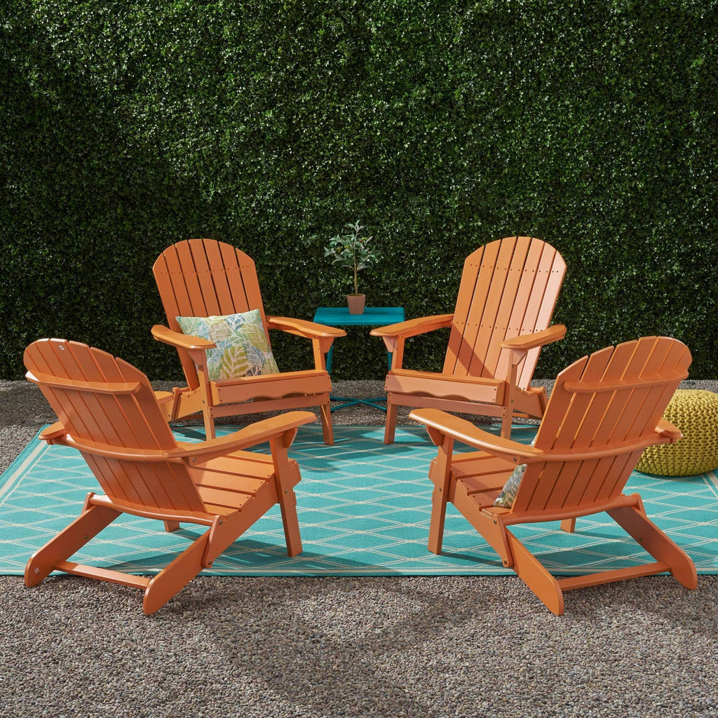 4pk Acacia Wood Folding Adirondack Chairs Tangerine Y234