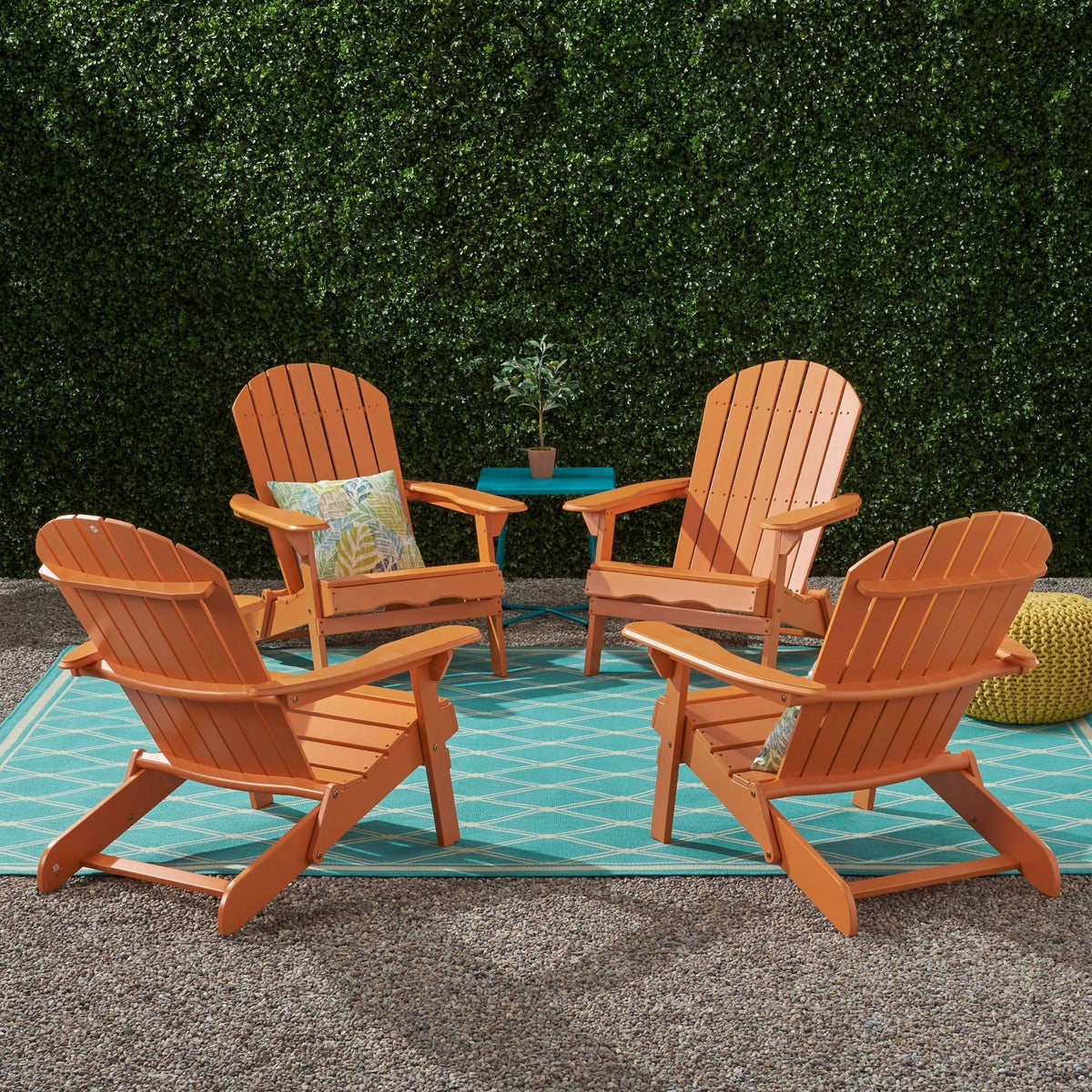 4pk Acacia Wood Folding Adirondack Chairs Tangerine Y234