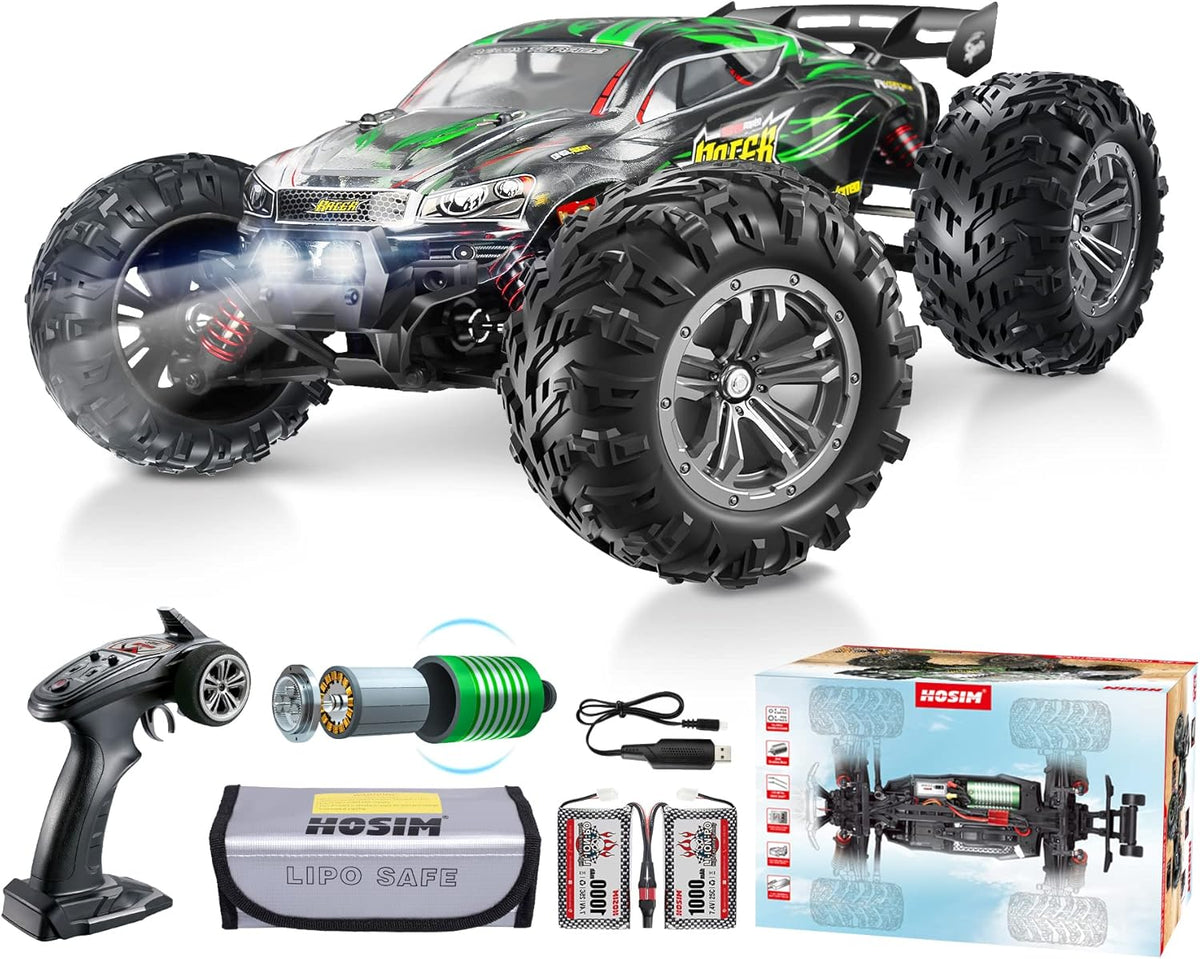 Brushless RC Car 4x4 Off Road Monster Truck Waterproof Hobby Vehicle with 2 Batteries Y908