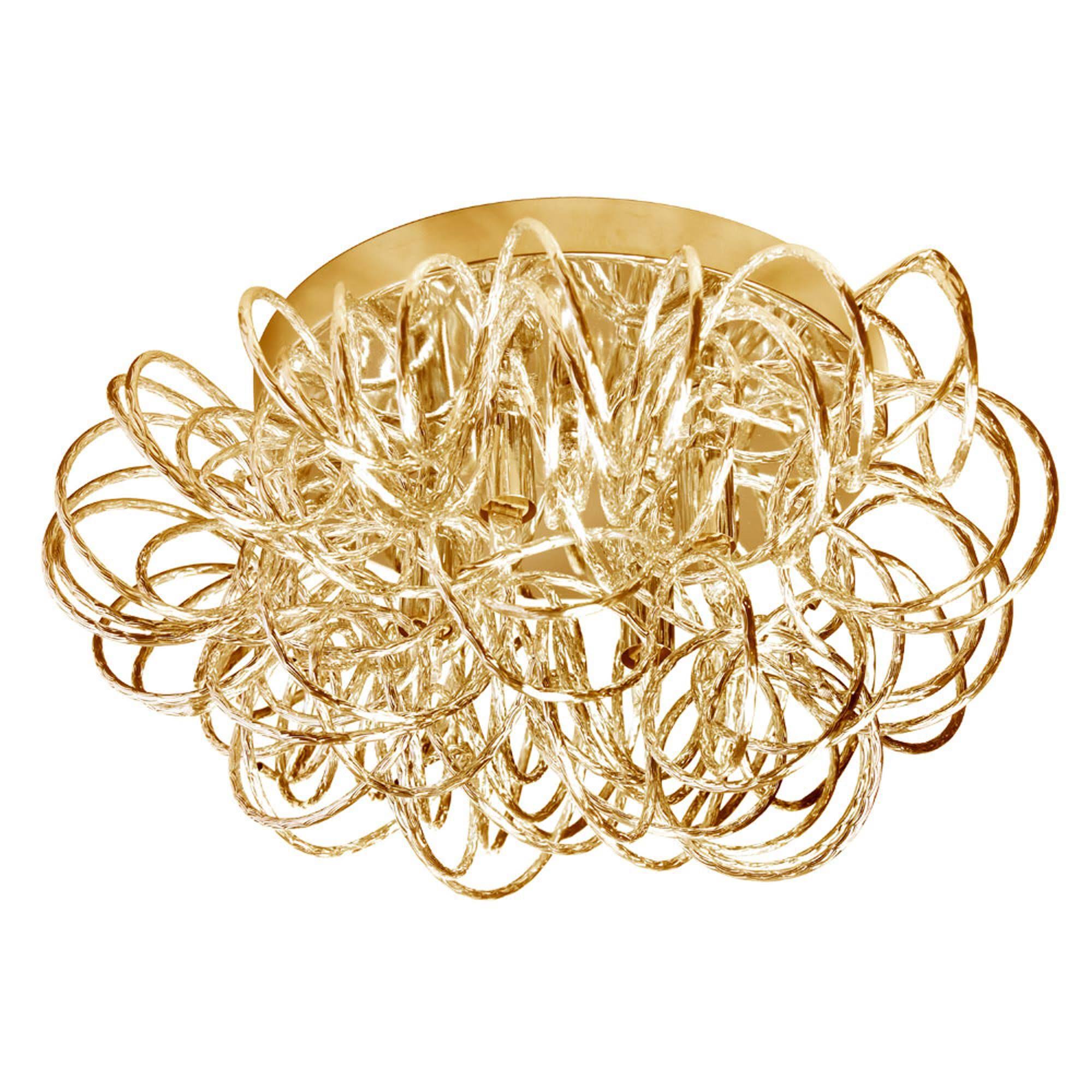 4 Light Tubular Flush Mount Fixture Gold A56597