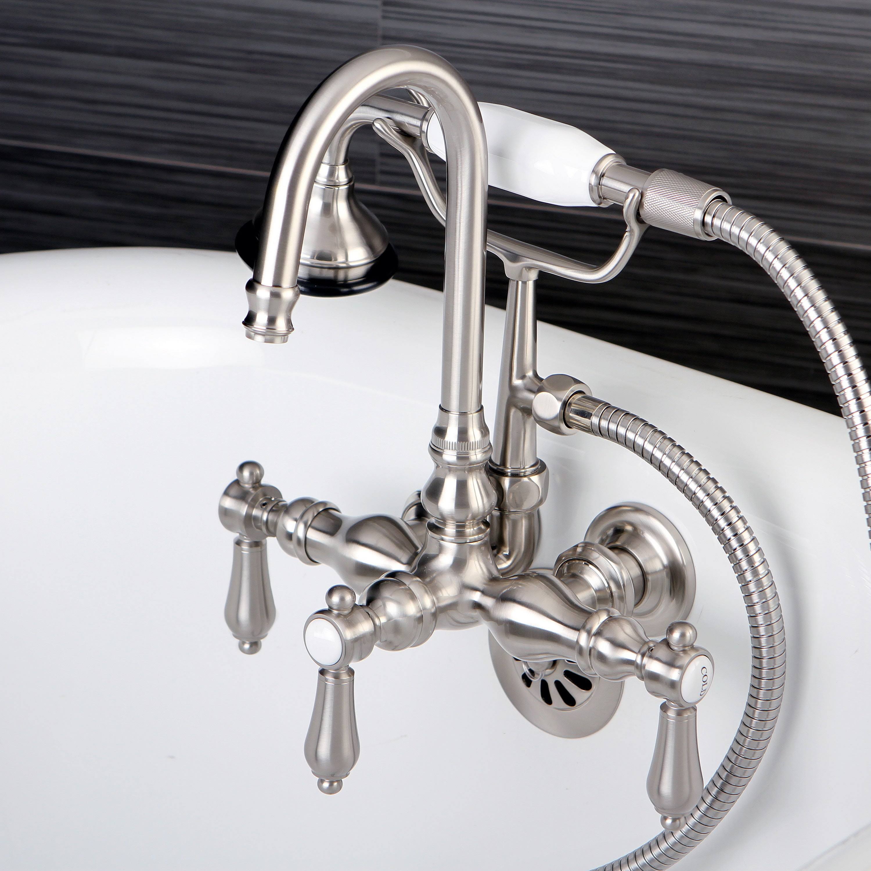 Satin Nickel Wall-Mount Claw Foot Tub Filler with Handshower T888