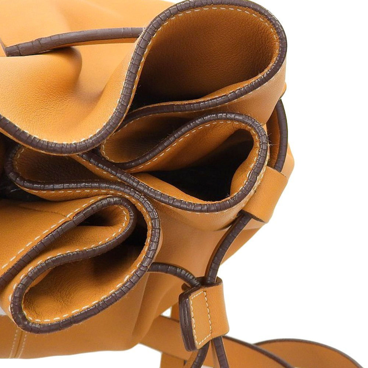 Camel Leather Drawstring Backpack H9412