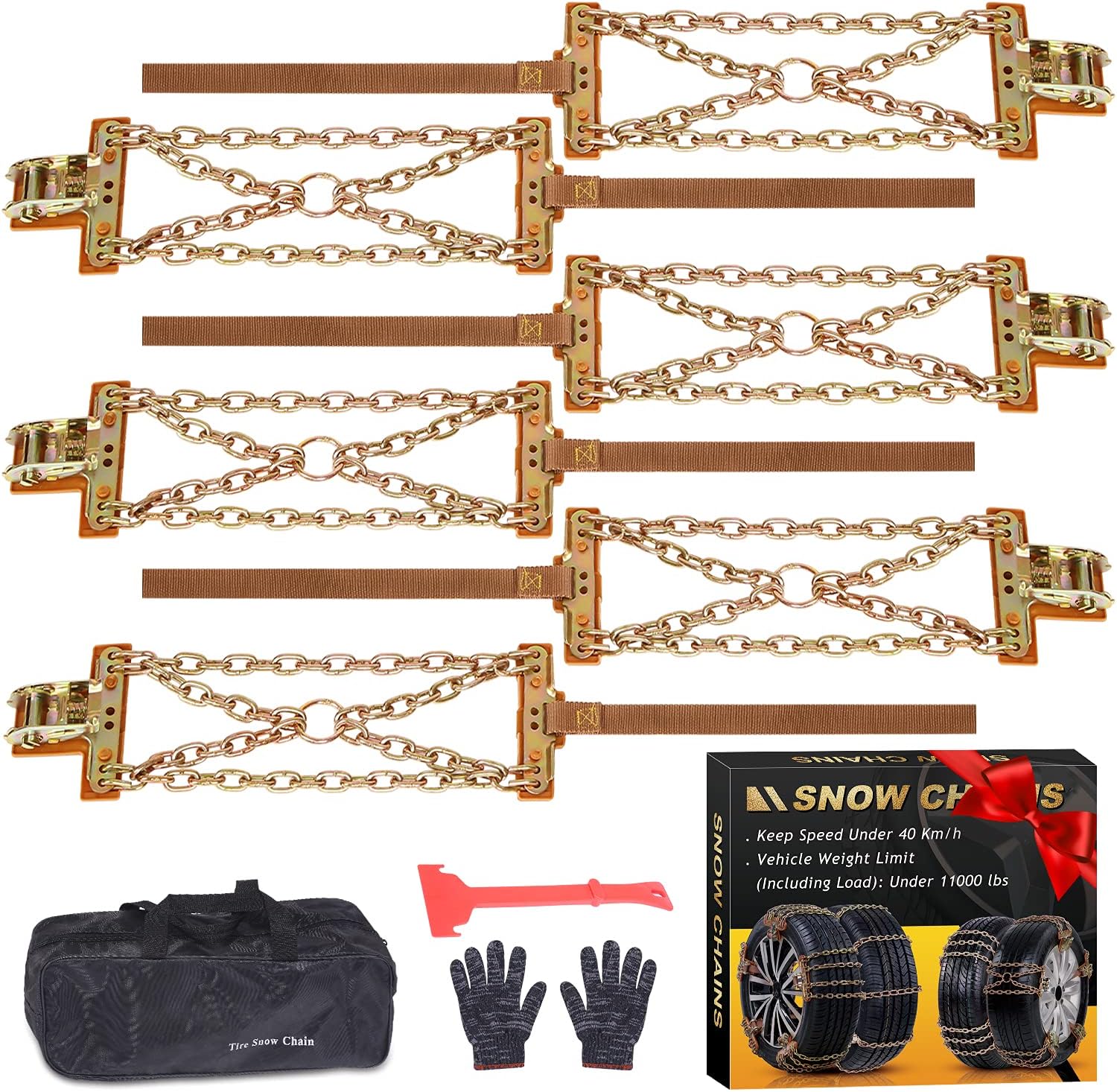 12 pcs Tire Chains for Cars with Adjustable Lock Z349