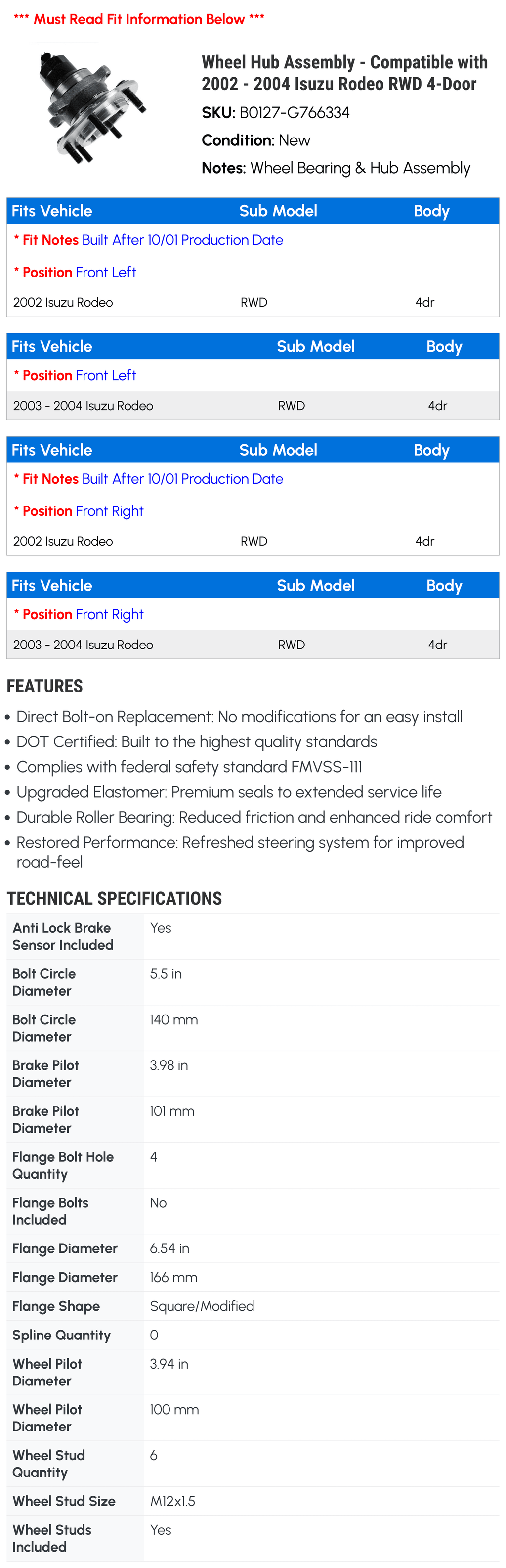 Wheel Hub Assembly U778