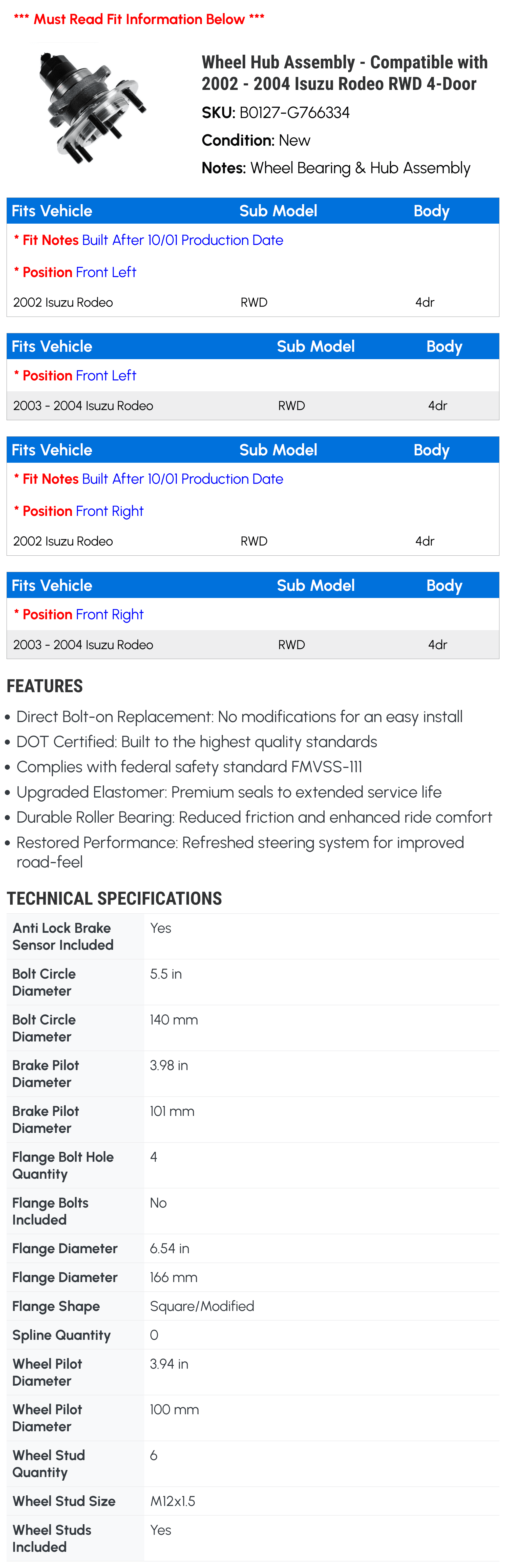 Wheel Hub Assembly U778