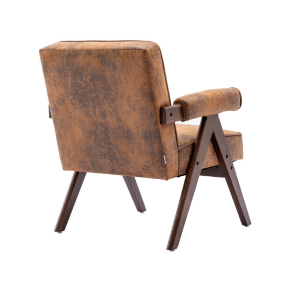 Mid-Century Modern Accent Chair with Solid Wood Armrest and Feet L205