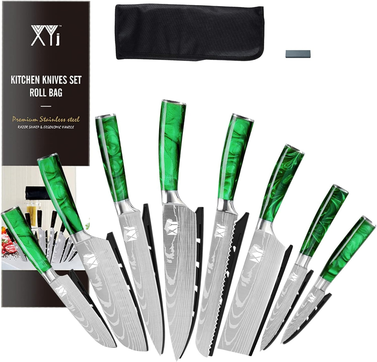 8 Piece Stainless Steel Chef Knife Set with Carry Case A5585