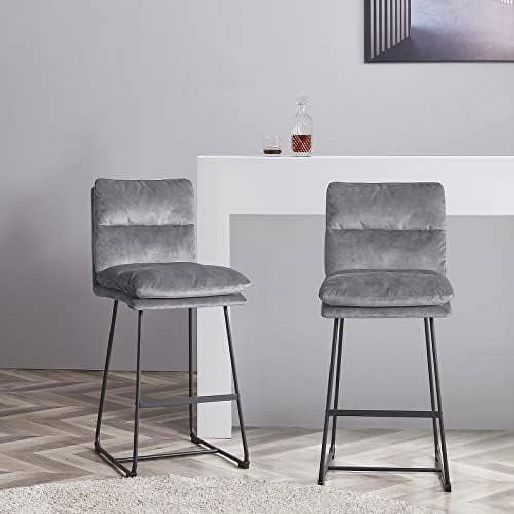 Mid-Century Modern Velvet Barstools Set of 2 M5399