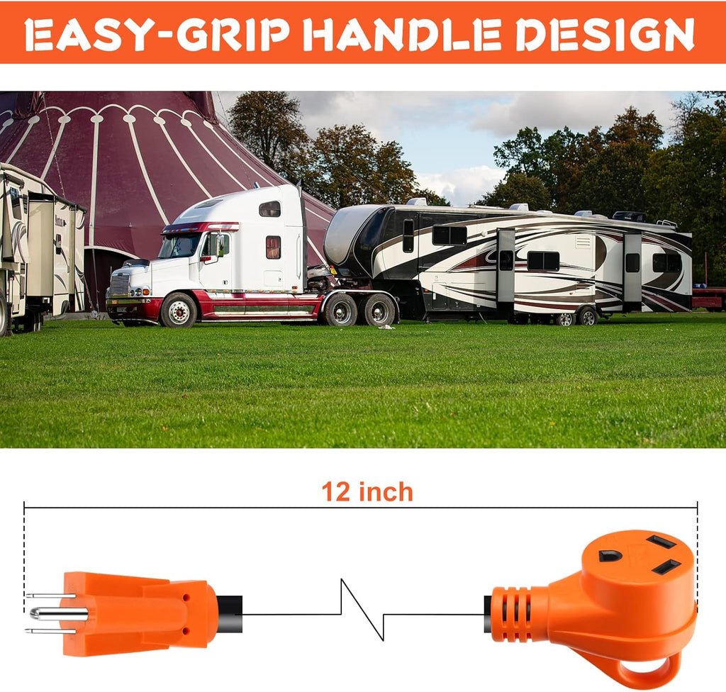 15A to 30A RV Power Adapter Cord with Grip Handle N29125