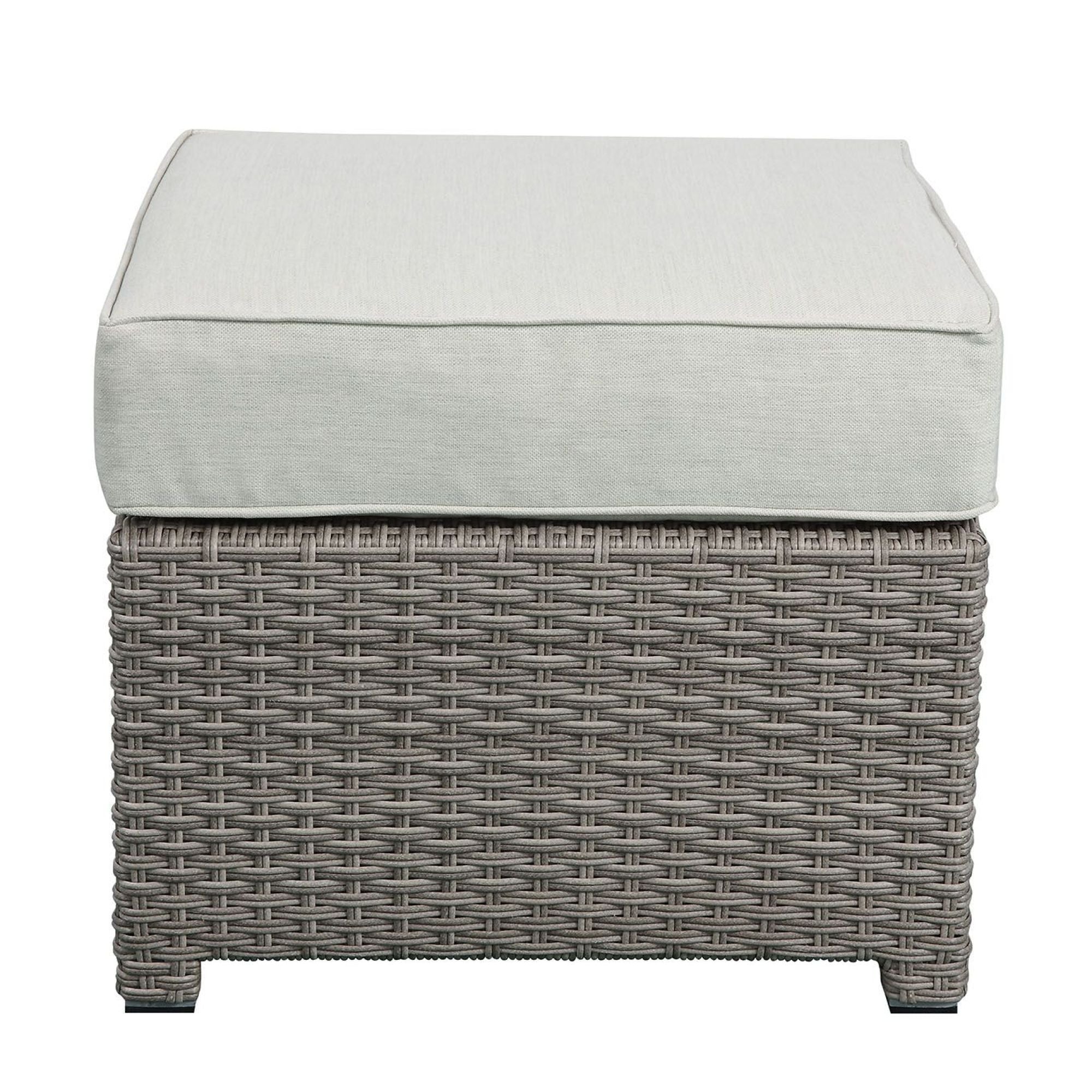 Beige Fabric Patio Sofa & Ottoman with 2 Pillows I9843