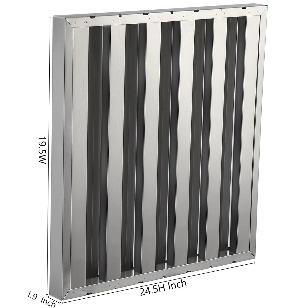 Commercial Hood Filters 19.5W x 24.5H Inch, 430 Stainless Steel, Pack of 6 A46215