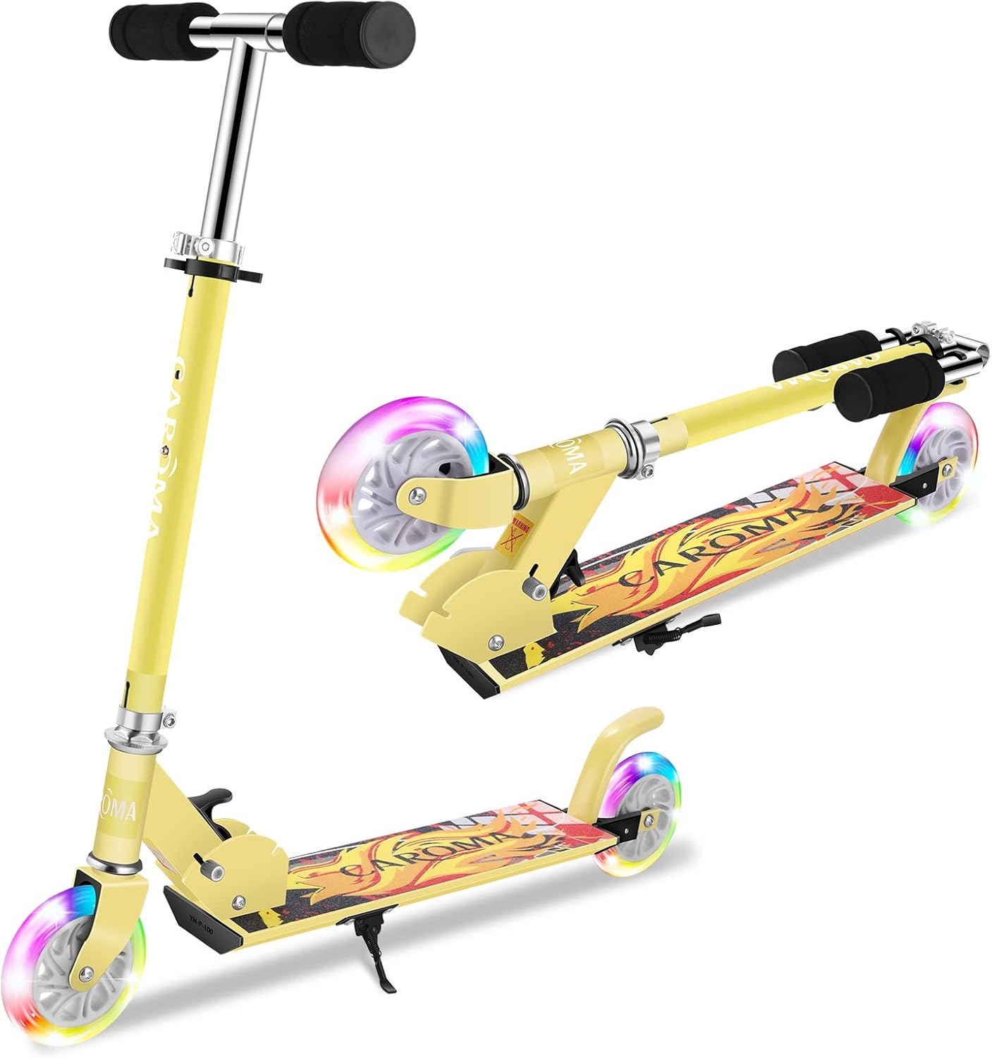 Folding Kick Scooter with Light Up Wheels and Rear Brake R5388