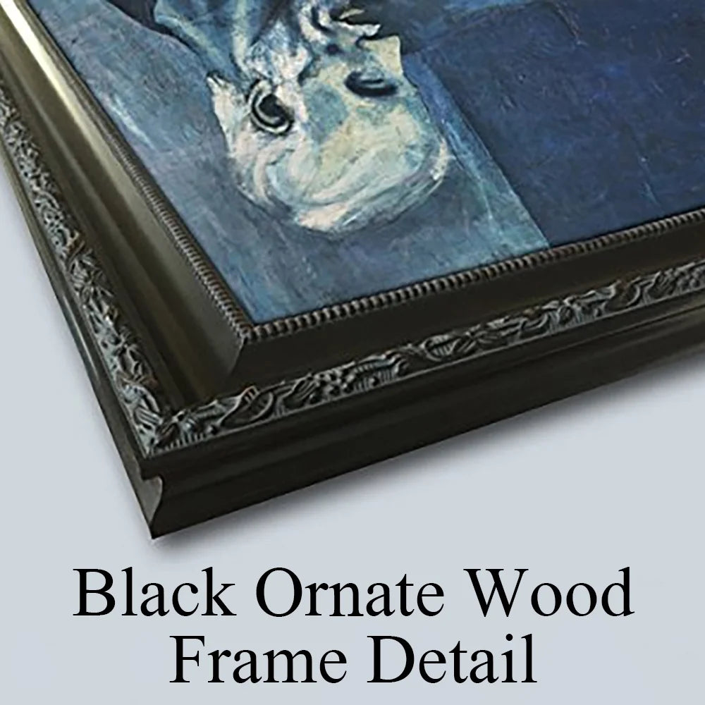 Black Ornate Wood Framed Double Matted Art Print C682