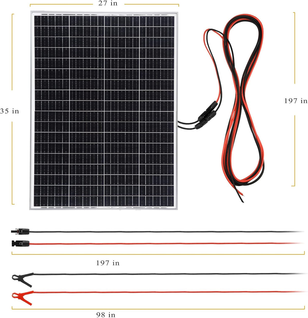 100 Watt 12V Solar Panel Kit with Adjustable Tilt Mount Brackets and 30A PWM Solar Charge Controller W454637