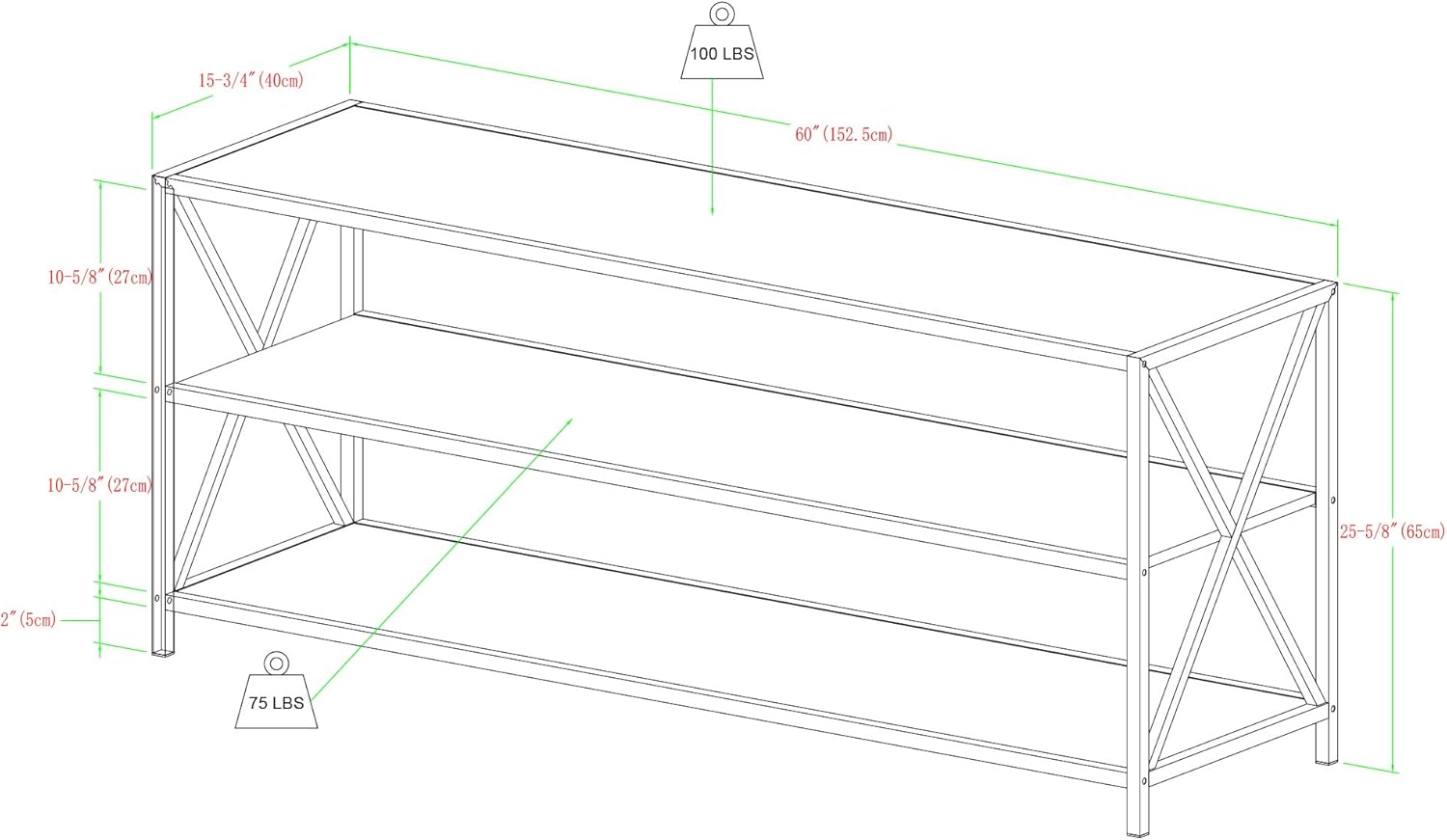 60 Inch Rustic Oak and White Wood Metal Bookcase E847378