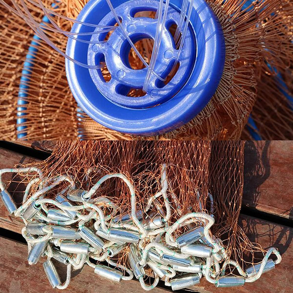 Flying Disc Cast Fishing Net with Lead Sinkers (9ft Radius) E65989