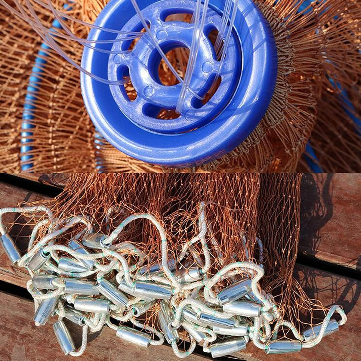 Flying Disc Cast Fishing Net with Lead Sinkers (9ft Radius) E65989