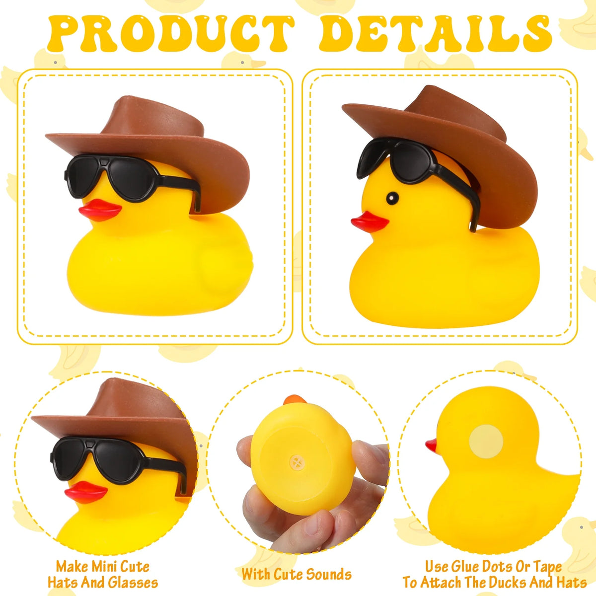 12 Pack Cowboy Rubber Duck with Hat and Sunglasses C8139