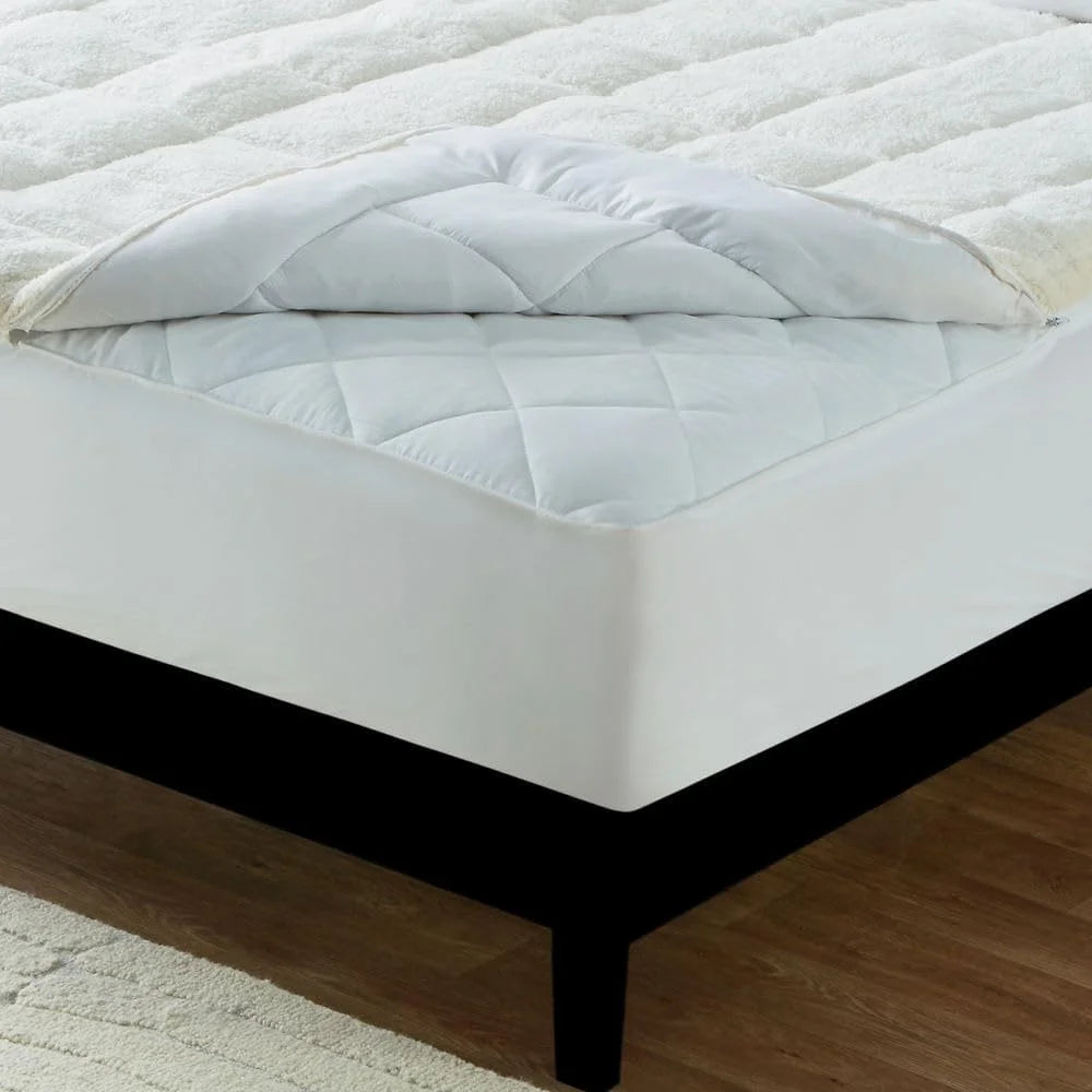 Reversible King Polyester Ivory Mattress Topper R443