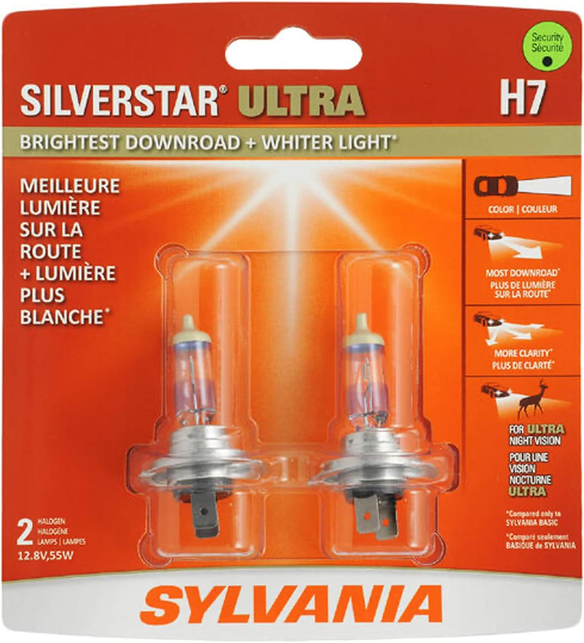 H7 High Performance Halogen Headlight Bulbs with Alloy Coating, White (2 Pack) M53162