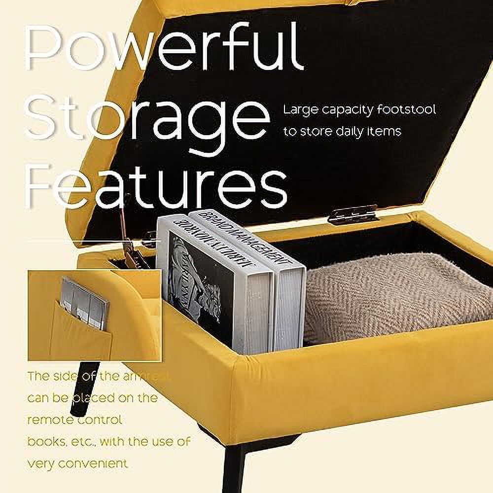Yellow Velvet Accent Chair with Ottoman S910939