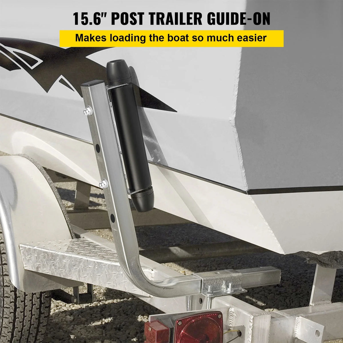 Galvanized Steel Boat Trailer Guide with Rubber Rollers, 15.6", One Pair I378434